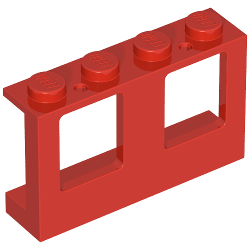 Window 1 x 4 x 2 Plane, Solid Studs (Red)