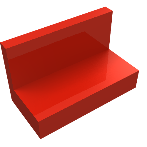 Panel 1 x 2 x 1 [Square Corners] (Red)
