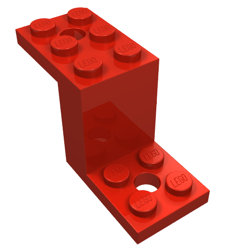Bracket 5 x 2 x 2 1/3 with Holes, Smooth Bottom (Red)