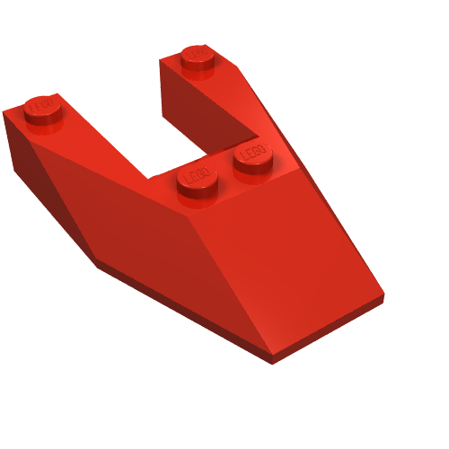 Brick Wedged, Sloped 6 x 4 Cutout, No Stud Notches (Red)