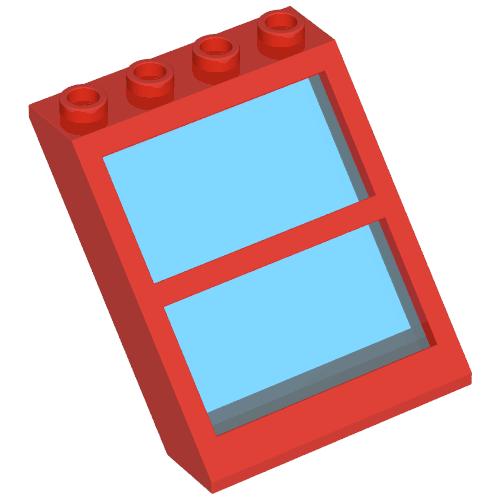 Window 4 x 4 x 3 Roof with Centre Bar (Red)