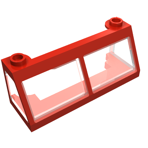 Windscreen 2 x 6 x 2 Train with Trans-Clear Glass (Red)