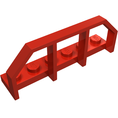 Plate Special 1 x 6 with Train Wagon End Fence (Red)