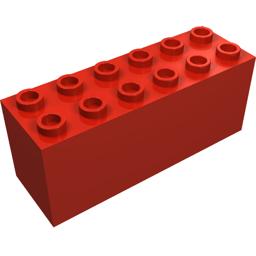 Brick Special 2 x 6 x 2 Weight with Sealed Bottom and Dimples on Ends (Red)