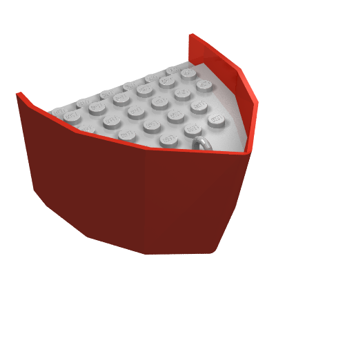 Boat Hull Section, Bow 6 x 8 x 3 1/3 with Light Gray Deck (Red)