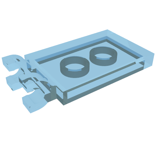 Tile Special 2 x 3 with 2 Clips [Thick U Clips] (Trans-Light Blue)