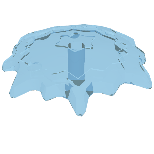 Wave / Power Burst / Flame, Shield Large with Bar End (Trans-Light Blue)