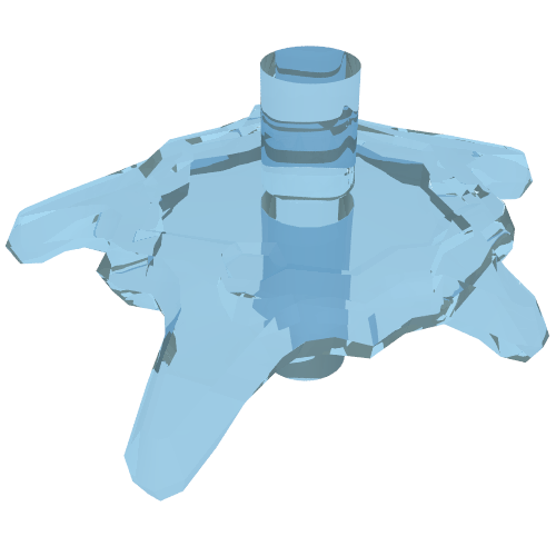 Wave / Power Burst / Flame, Shield Small with Bar Ends (Trans-Light Blue)