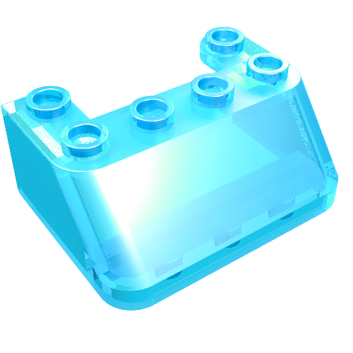 Windscreen 3 x 4 x 1 1/3 with 6 Studs on Top (Trans-Light Blue)