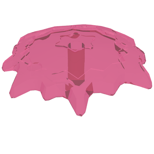 Wave / Power Burst / Flame, Shield Large with Bar End (Trans-Dark Pink)