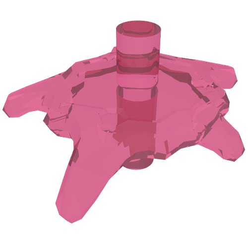Wave / Power Burst / Flame, Shield Small with Bar Ends (Trans-Dark Pink)