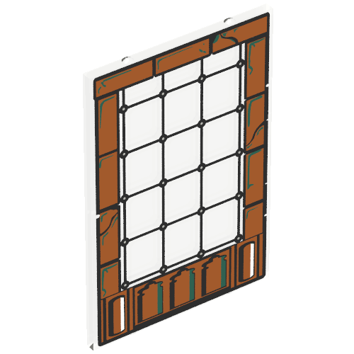 Glass for Window 1 x 4 x 5 with Brown Brick Border Print (Trans-Clear)