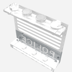 Panel 1 x 4 x 3 with Black 'POLICE' Bar and White Stripes Print (Trans-Clear)
