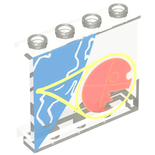 Panel 1 x 4 x 3 with SW Rebel Control Center Planet and Death Star Print (Trans-Clear)