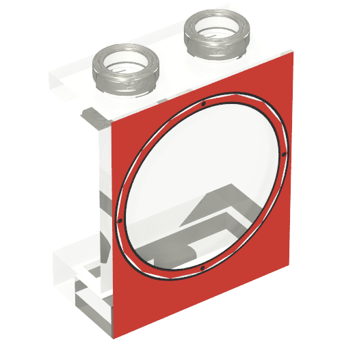 Panel 1 x 2 x 2 with Red Porthole Print (Trans-Clear)