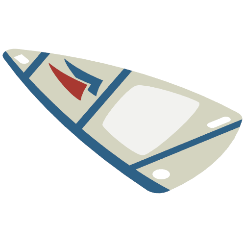 Sail, Triangular, 6 x 12 with Blue Lines and Red & Blue Triangle Print (Trans-Clear)