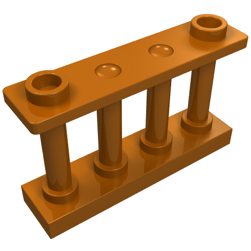 Fence Spindled 1 x 4 x 2 [2 Top Studs] (Dark Orange)