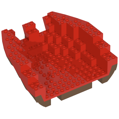 Boat Hull Section, Large Stern 14 x 16 x 5 1/3 with Red Top [Complete Assembly] (Brown)