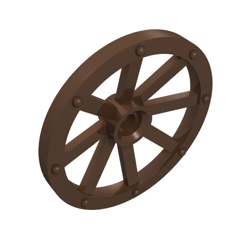 Wheel Wagon Large (33mm D.), Round Hole For Wheel Holder Pin (Brown)