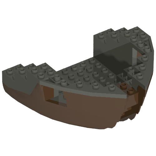Boat Hull Section, Small Bow 12 x 12 x 5 1/3 with Dark Gray Top [Complete Assembly] (Brown)