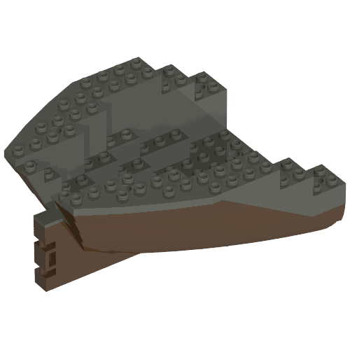 Boat Hull Small Stern 14 x 12 x 5 1/3 with Dark Gray Top [Complete Assembly] (Brown)