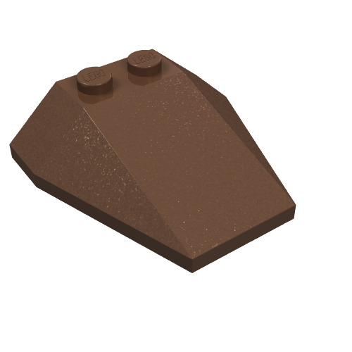 Brick Wedged, Sloped 4 x 4 Triple, No Stud Notches (Brown)