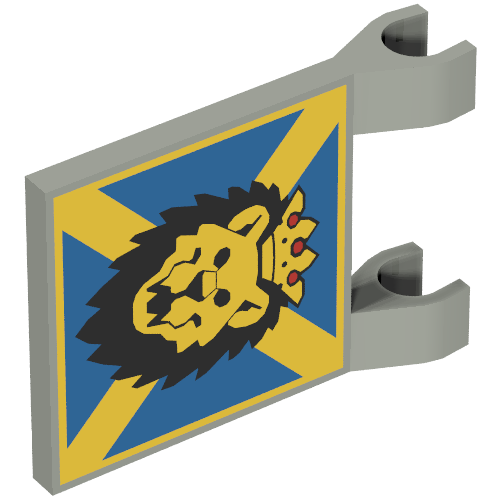 Flag 2 x 2 Square with Lion Head on Blue and Yellow X Print (Light Gray)