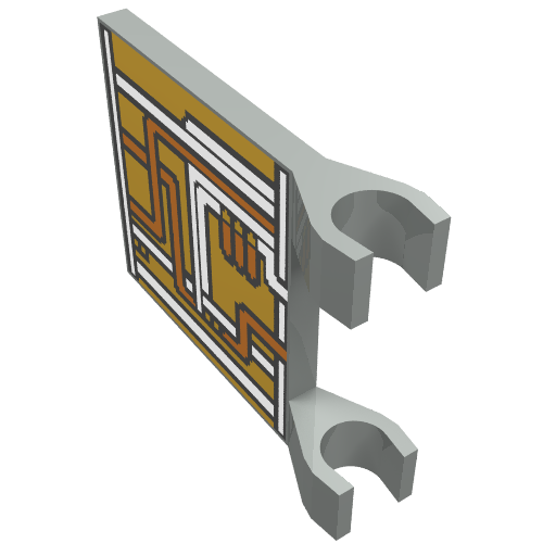 Flag 2 x 2 Square with Orange and Silver Circuitry Print (Light Gray)
