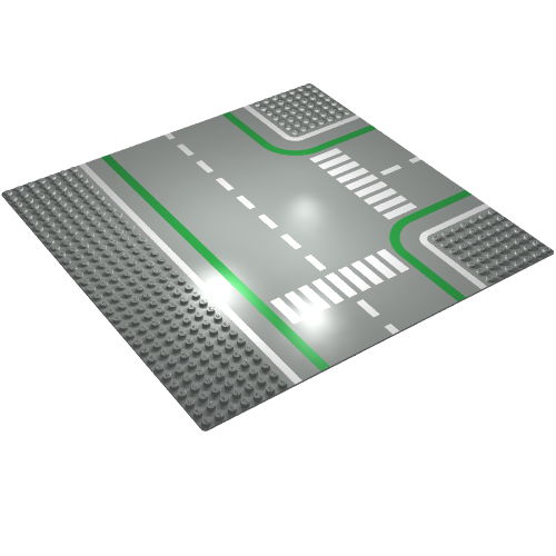 Baseplate 32 x 32 with 7-Stud T Intersection and Road with Crosswalks Print (Light Gray)
