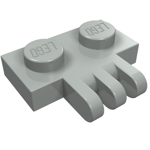 Hinge Plate 1 x 2 with 3 Fingers On Side (Light Gray)