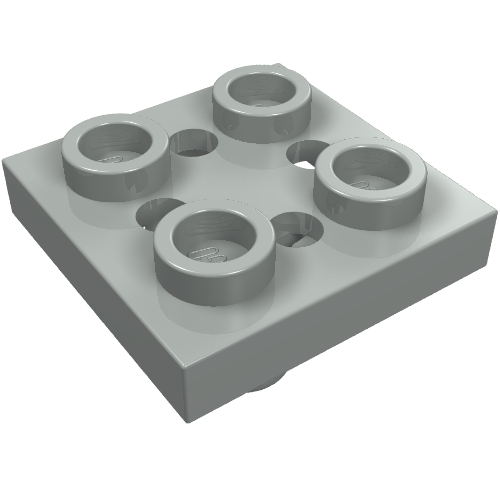 Plate Special 2 x 2 with Pin on Bottom, Small Holes in Plate and Rotational Locking Fingers on Underside (Light Gray)