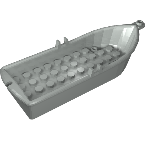 Boat / Rowing Boat 14 x 5 x 2 with Oarlocks [2 Hollow Inside Studs] (Light Gray)