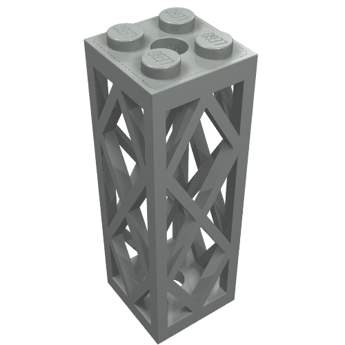 Support 2 x 2 x 5 Lattice Pillar, Complete Assembly (Light Gray)