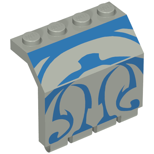 Hinge Panel 2 x 4 x 3 1/3 with Blue SW Gungan Sub Print (Light Gray)