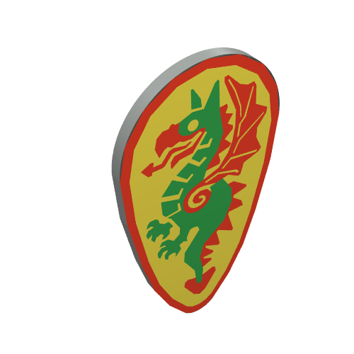 Shield Ovoid with Green Dragon Print (Light Gray)