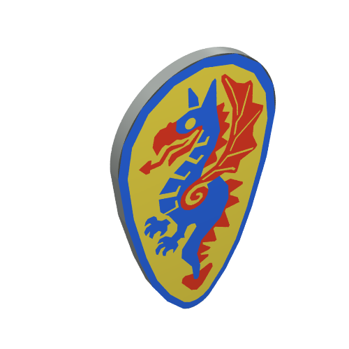 Shield Ovoid with Blue Dragon Print (Light Gray)