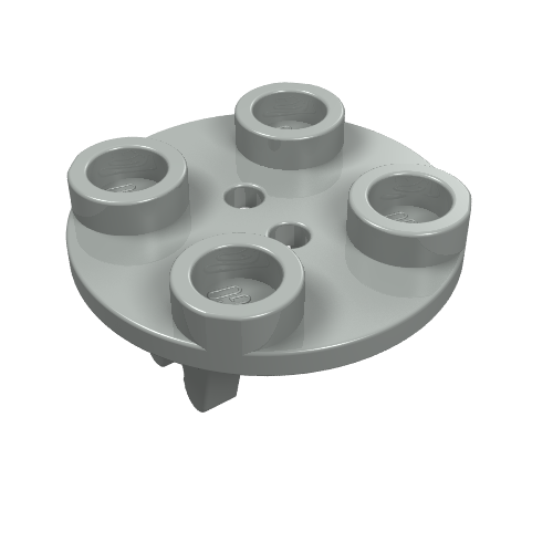 Wheel Holder, Plate, Round 2 x 2 Thin with Clips (Light Gray)
