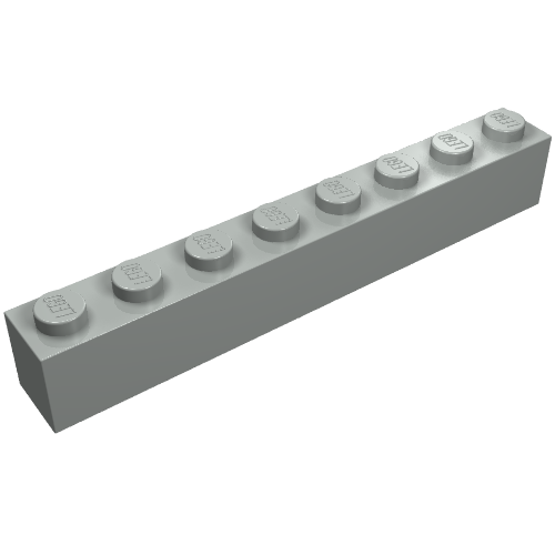 Brick 1 x 8 with Bottom Tubes and 3 Lowered Cross Supports (Light Gray)