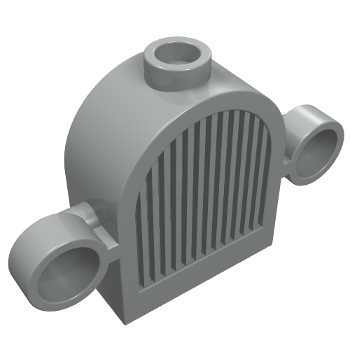 Grille 1 x 2 x 2 Round Top [Lights & Centre Top Stud] (Light Gray)