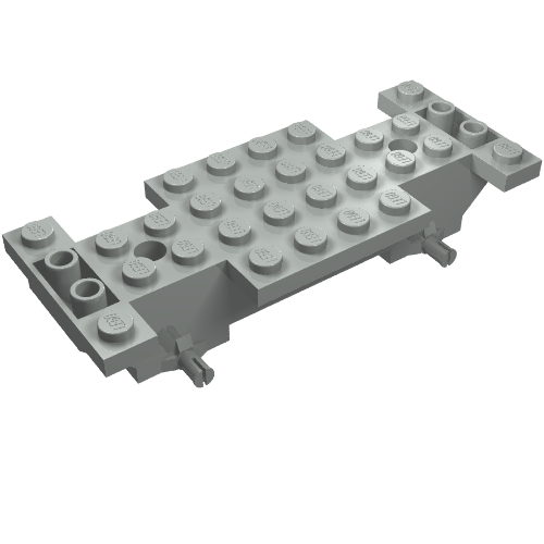 Vehicle Base 4 x 10 x 1 2/3, Inverted Slope Double, 1 x 2 Cutouts (Light Gray)