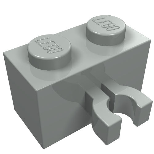 Brick Special 1 x 2 with Vertical Clip [Thick U Clip] (Light Gray)