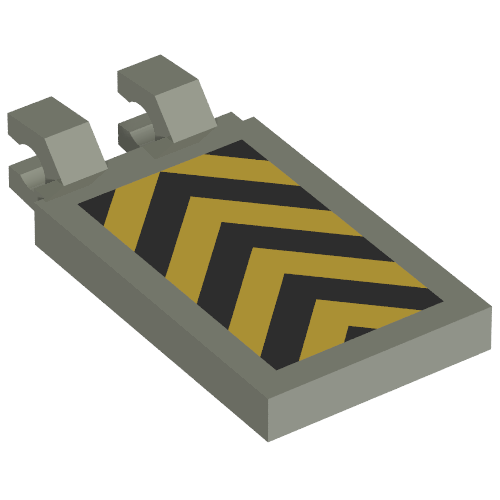 Tile Special 2 x 3 with Horizontal Clips with Yellow and Black Danger Chevron Print (Light Gray)