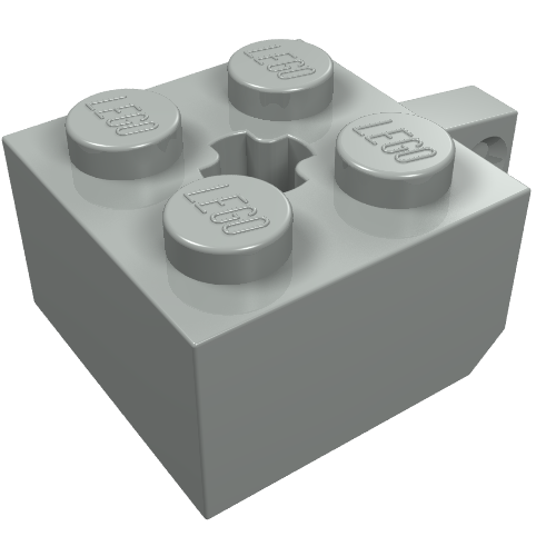 Hinge Brick 2 x 2 Locking with 1 Finger Vertical and Axle Hole [+ Opening] (Light Gray)
