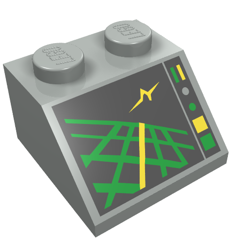 Brick Sloped 45° 2 x 2 with Horizon Indicator Screen Print (Light Gray)