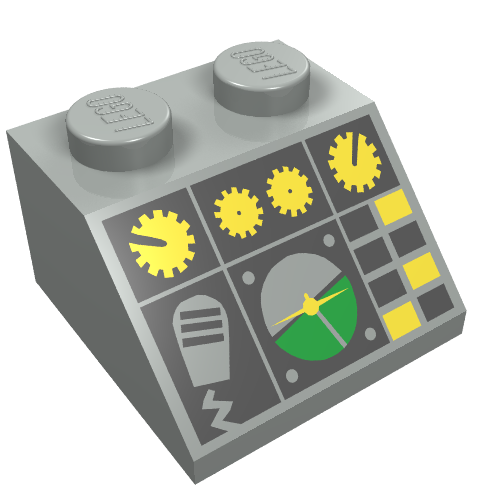 Brick Sloped 45° 2 x 2 with Flight Control Print (Light Gray)