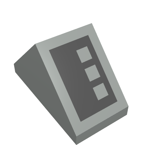 Brick Sloped 45° 2 x 1 Double with Double 3 Button Black Print (Light Gray)