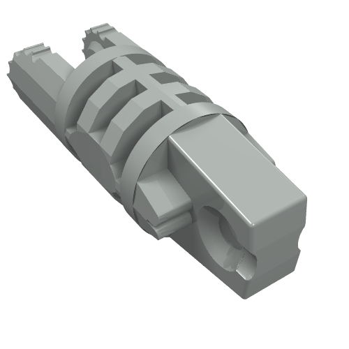 Hinge Cylinder 1 x 3 Locking with 1 Finger and 2 Fingers On Ends, without Hole, 9 Teeth (Light Gray)