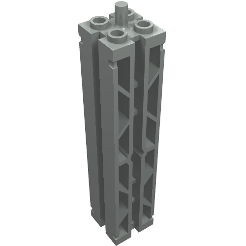 Support 2 x 2 x 8 with Grooves, Two Sided Lattice and Top Peg (Light Gray)