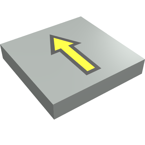 Tile 2 x 2 with Arrow Thin Yellow with Black Border Print (Light Gray)