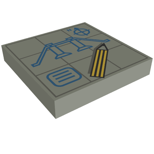 Tile 2 x 2 with Blueprints and Pencil Print (Light Gray)